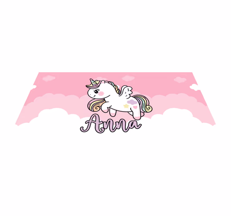 Alfombra vinílica infantil unicornio rosa personalizable - TenVinilo