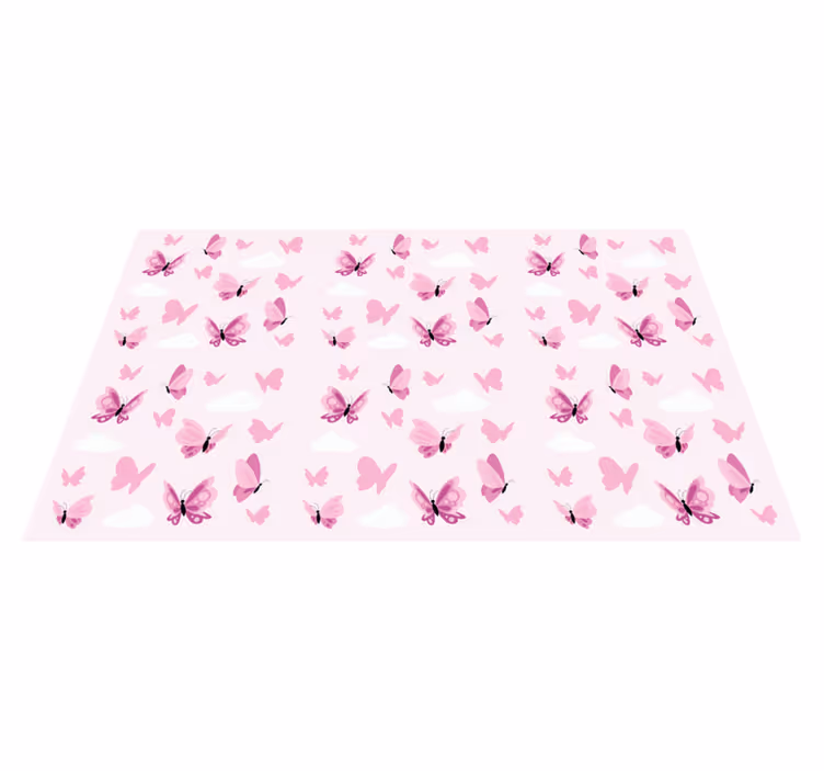 Alfombra vinílica infantil Mariposas rosas - TenVinilo