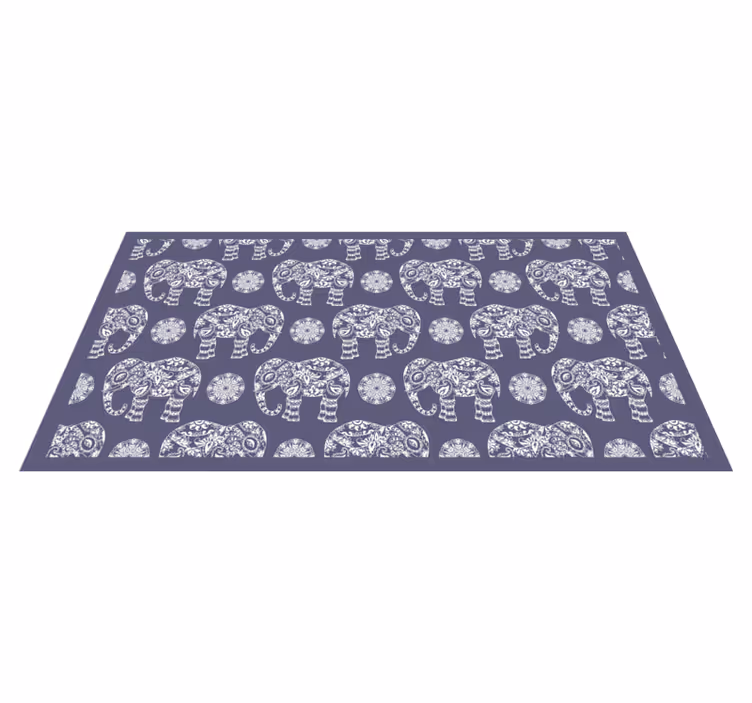 Alfombra vinílica mandala Mandala elefantes fondo morado - TenVinilo