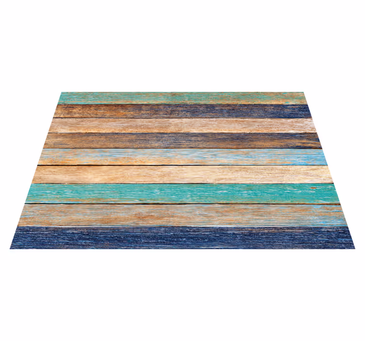 Alfombra vinílica imitación madera tablones multicolores - TenVinilo