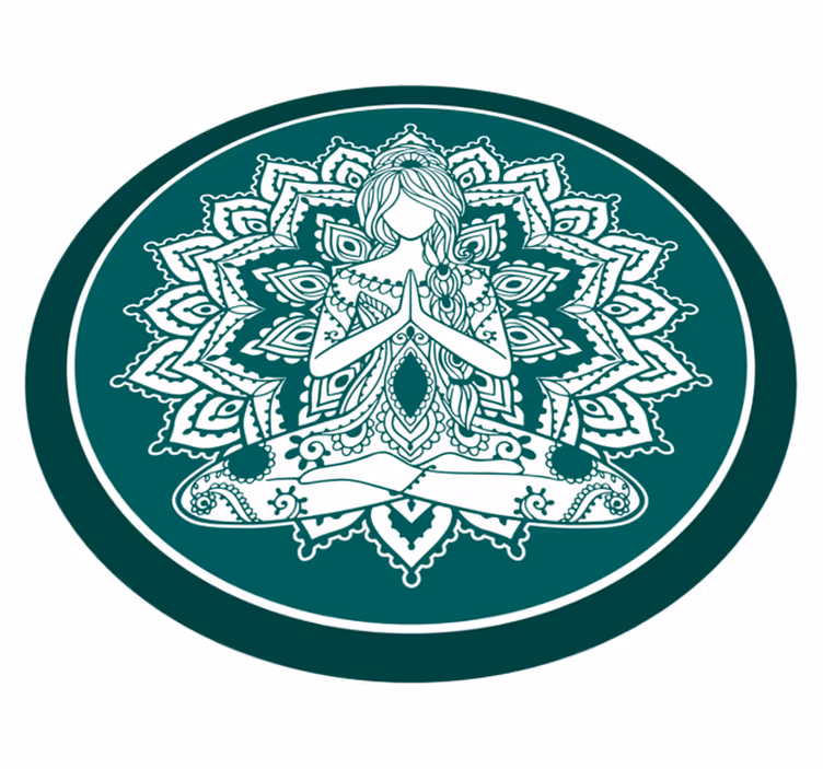 Alfombra vinílica mandala arte verde meditativo - TenVinilo