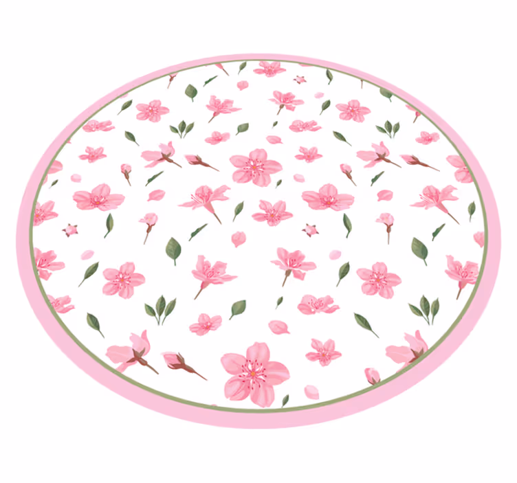 Alfombra vinílica flores rosas floreciendo - TenVinilo
