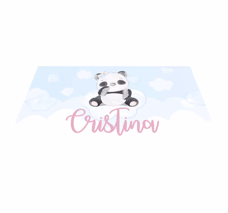 Alfombra vinílica personalizable linda ilustración de panda - TenVinilo