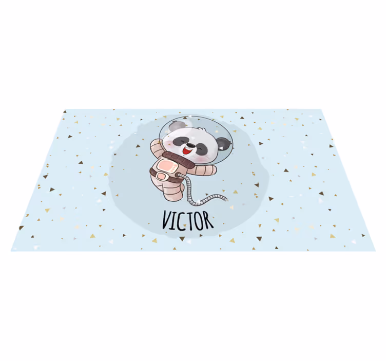 Alfombra vinílica personalizable lindo panda astronauta - TenVinilo
