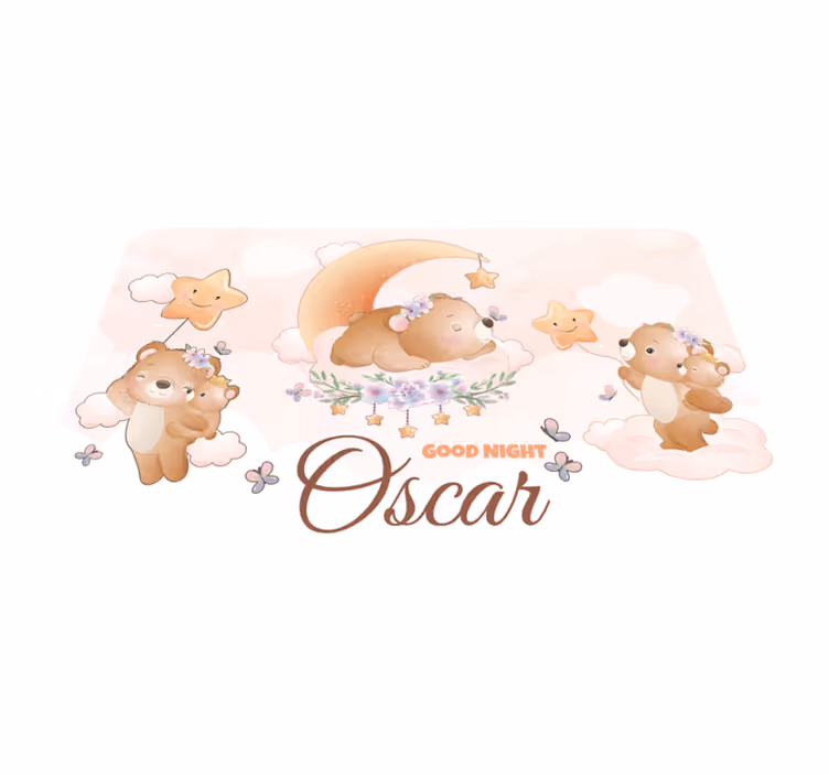 Alfombra vinílica personalizable buenas noches osos - TenVinilo