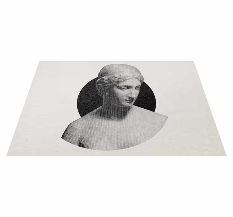 Alfombra vinílica minimalista perfil de escultura clásica - TenVinilo