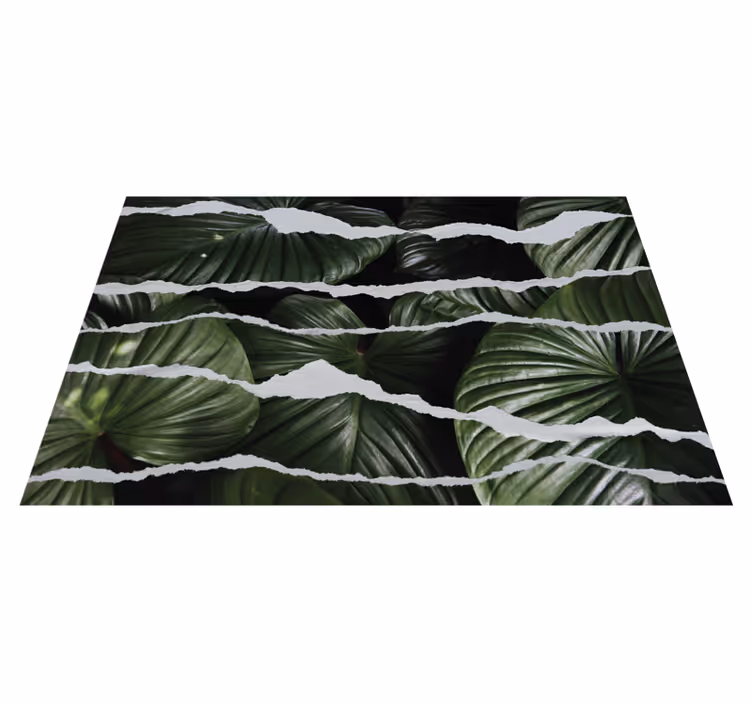 Alfombra vinílica naturaleza patrón de hojas rasgadas - TenVinilo