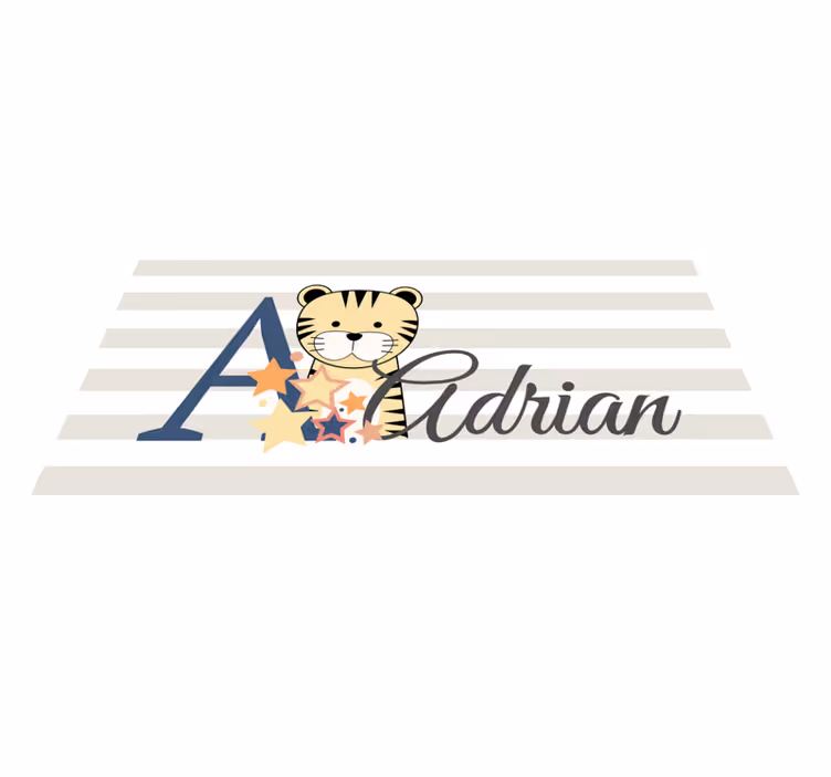 Alfombra vinílica bebé tigre pequeño a rayas personalizado - TenVinilo