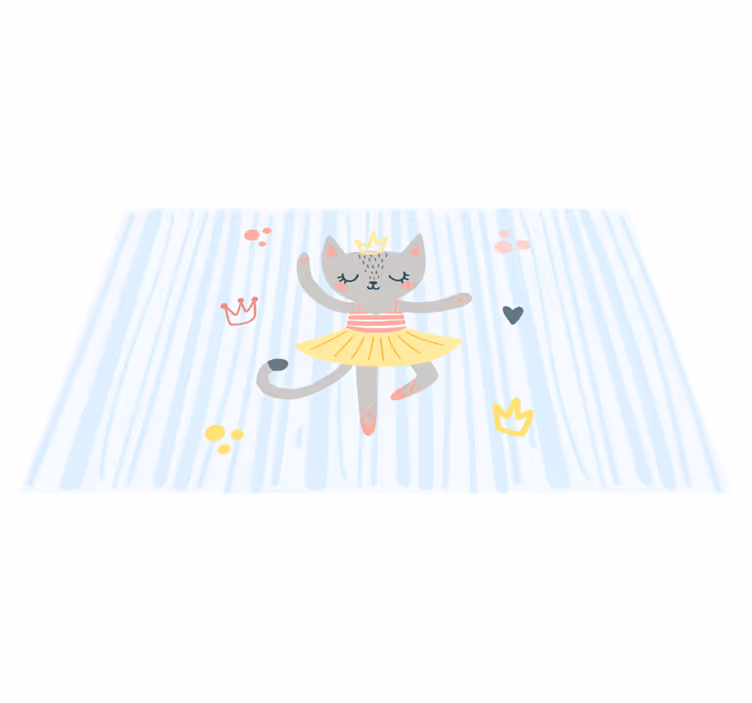 Alfombra vinílica infantil ilustración de gato bailando - TenVinilo