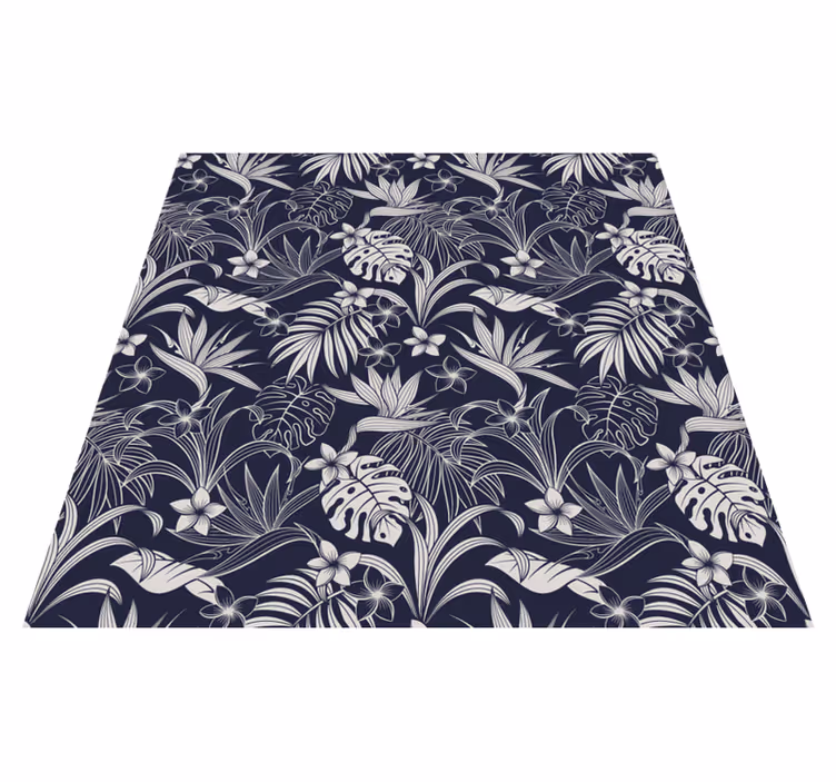 Alfombra vinílica naturaleza patrón floral tropical - TenVinilo
