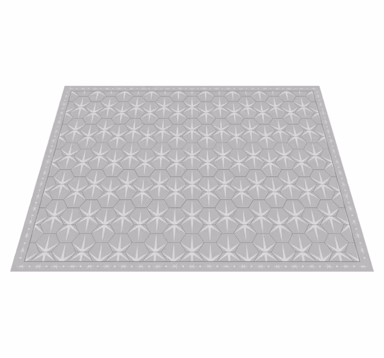 Alfombra vinílica gris patrón de estrella hexagonal - TenVinilo