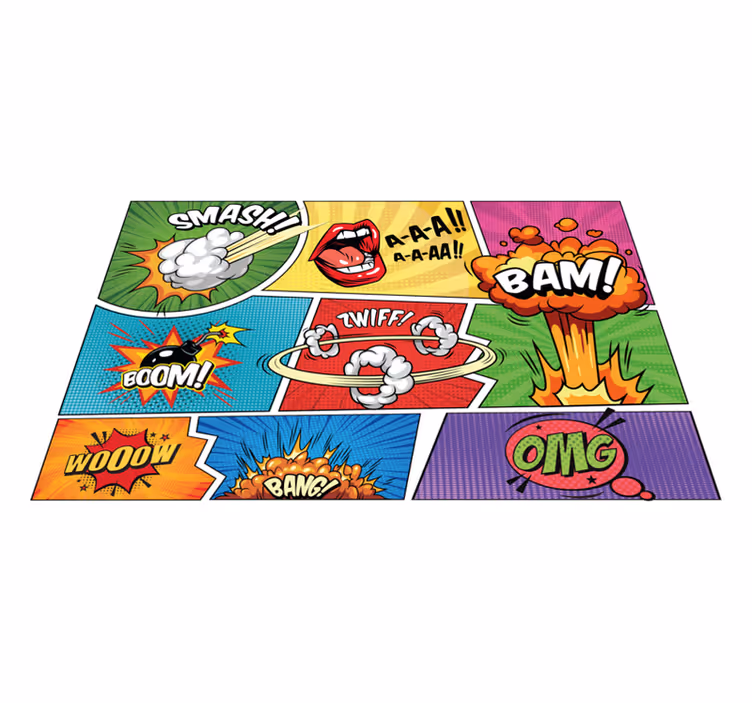 Alfombra vinílica juvenil acción de cómic - TenVinilo