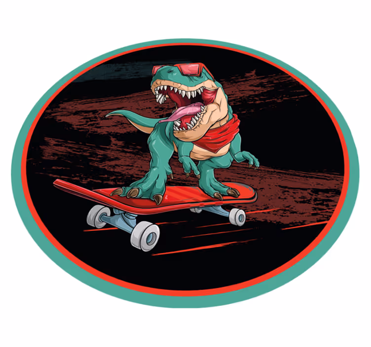 Alfombra vinílica juvenil dinosaurio patinador genial - TenVinilo