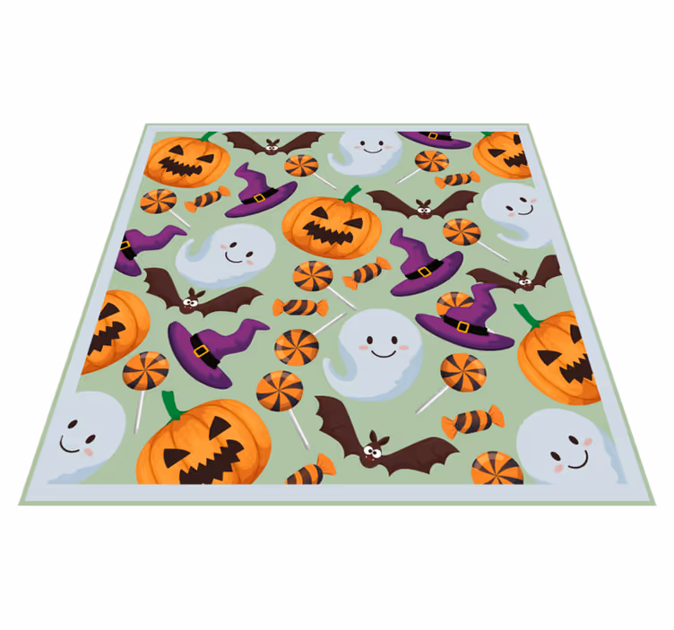 Alfombra vinílica Halloween Fantasmas de dibujos animados con pat - TenVinilo