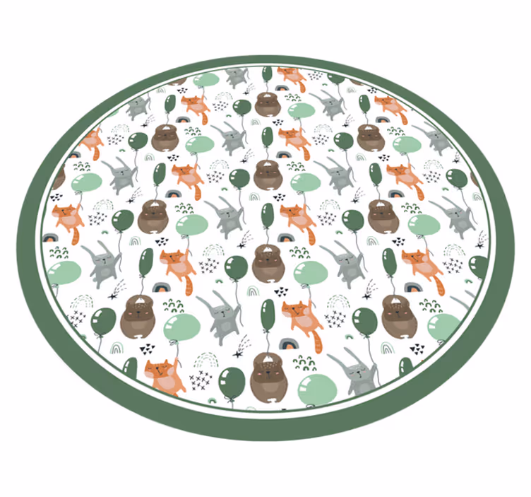 Alfombra vinílica infantil globos de animales juguetones - TenVinilo