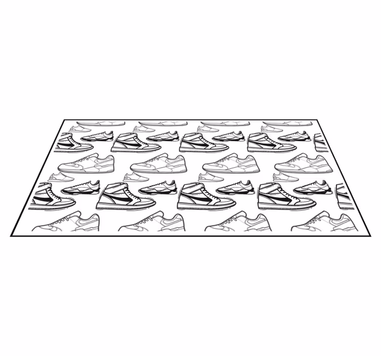 Alfombra vinílica juvenil patrón de contorno de zapatilla - TenVinilo