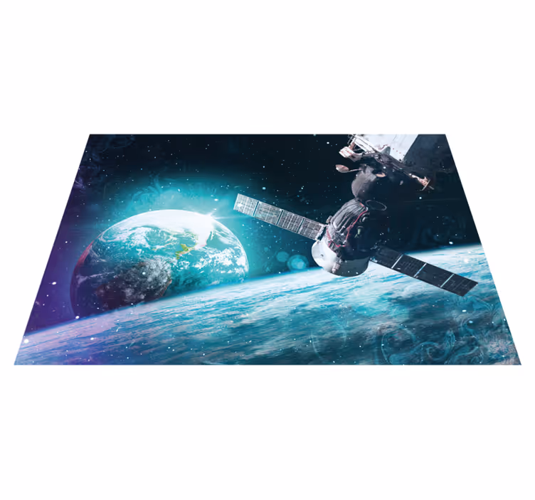 Alfombra vinílica naturaleza Estación espacial y planeta tierra. - TenVinilo