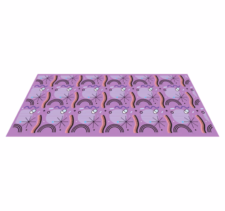Alfombra vinílica infantil patrón de arcoíris morado - TenVinilo