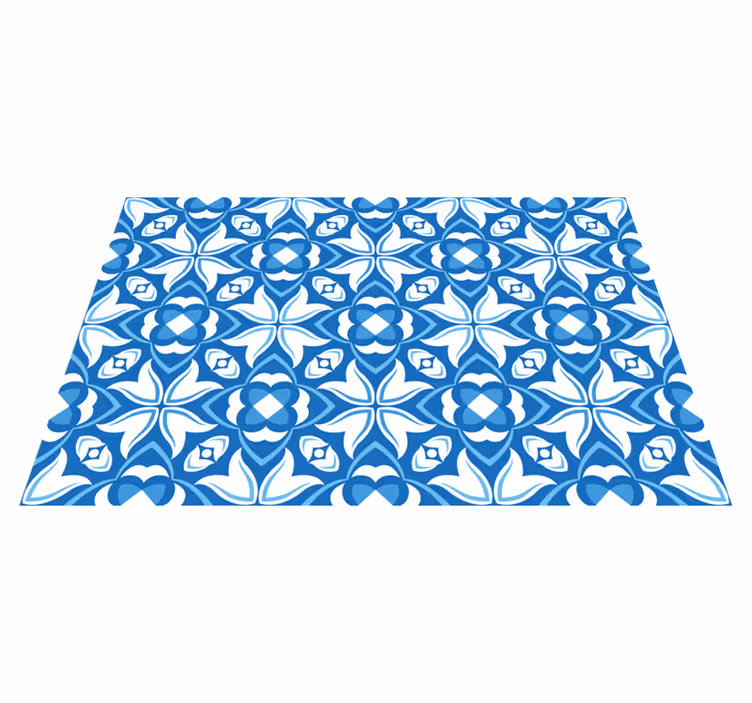 Alfombra vinílica hidráulica motivo de flor azul - TenVinilo