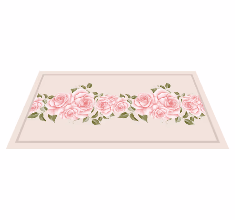 Alfombra vinílica flores borde de rosa rosa - TenVinilo