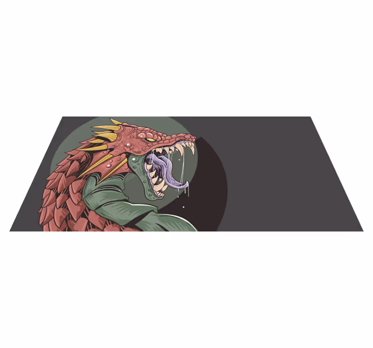 Alfombra vinílica juvenil ilustración de cabeza de dragón - TenVinilo