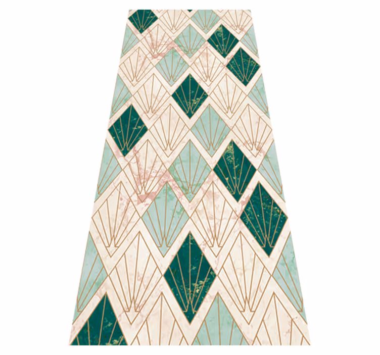 Alfombra vinílica hidráulica Patrón art deco mar verde - TenVinilo