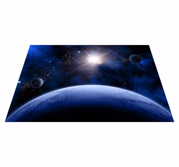 Alfombra vinílica infantil escena estrellada cósmica - TenVinilo