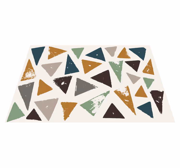 Alfombra vinílica minimalista motivo triangular vibrante - TenVinilo
