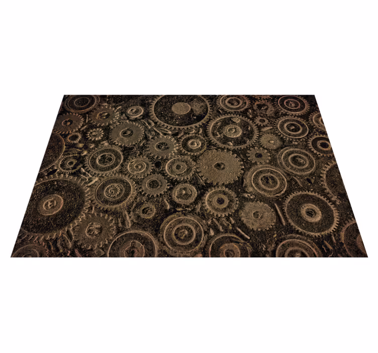 Alfombra vinilo textura patrón de engranajes industriales - TenVinilo