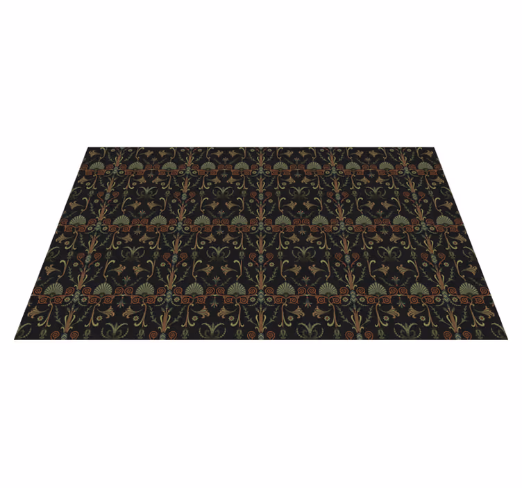 Alfombra vinílica vintage patrones botánicos ornamentados - TenVinilo