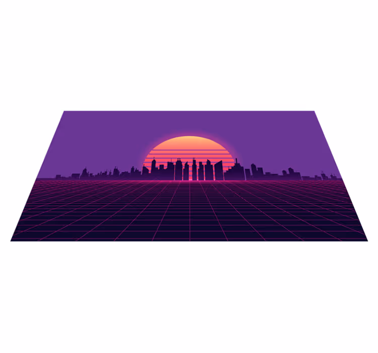 Alfombra vinílica moderna cuadrícula retro atardecer - TenVinilo