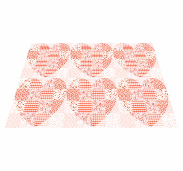 Alfombra vinílica vintage Diseño de corazón rojo y blanco de patc - TenVinilo