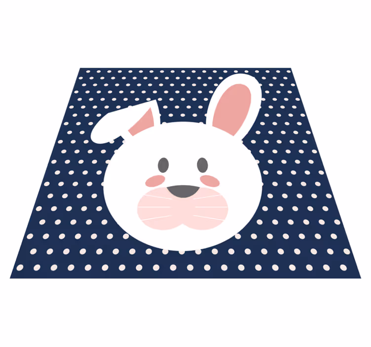 Alfombra vinílica bebé Conejo blanco fondo azul - TenVinilo