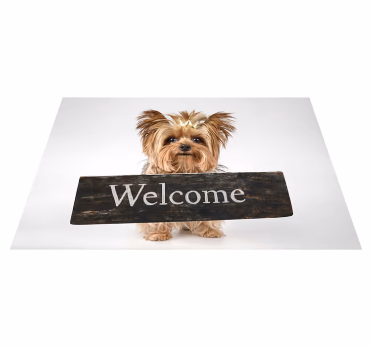 Alfombra vinílica frase letrero peludo de bienvenida - TenVinilo