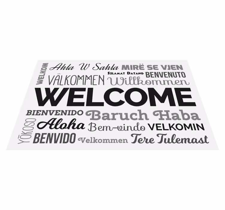 Alfombra vinílica con frase Bienvenido en todos los idiomas - TenVinilo