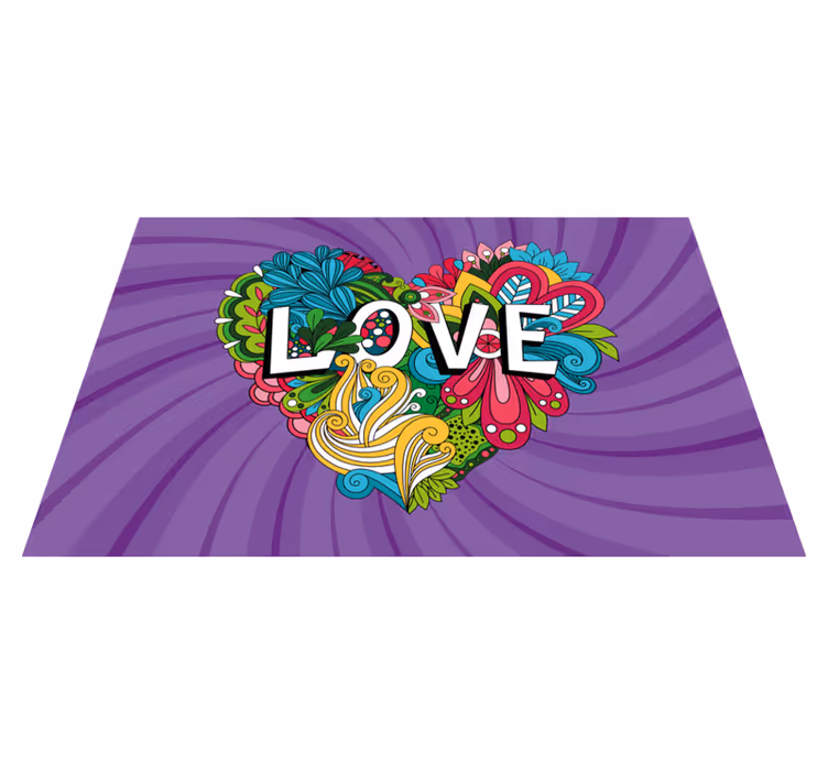 Alfombra vinílica frase ilustración de amor colorida - TenVinilo