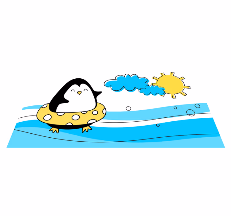 Alfombra vinílica infantil ilustración de pingüino juguetón - TenVinilo