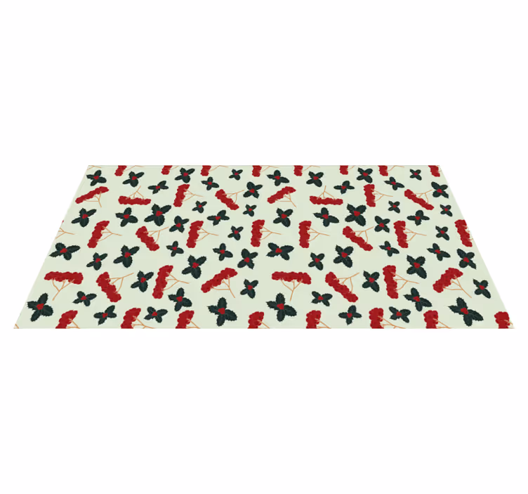 Alfombra vinílica flores patrón de hojas de bayas - TenVinilo