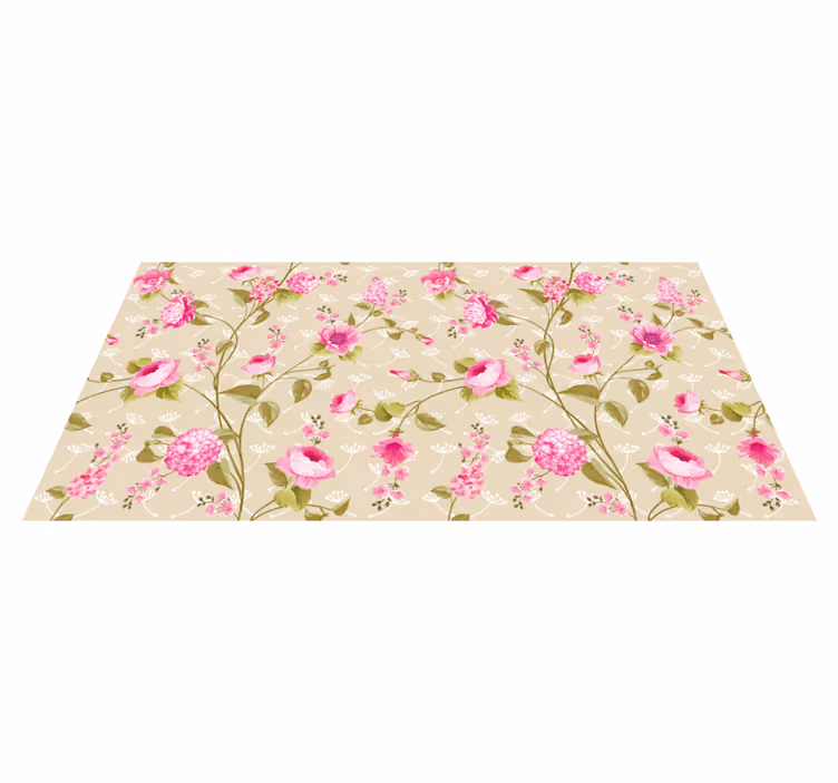 Alfombra vinílica flores Estampado de flores vintage - TenVinilo