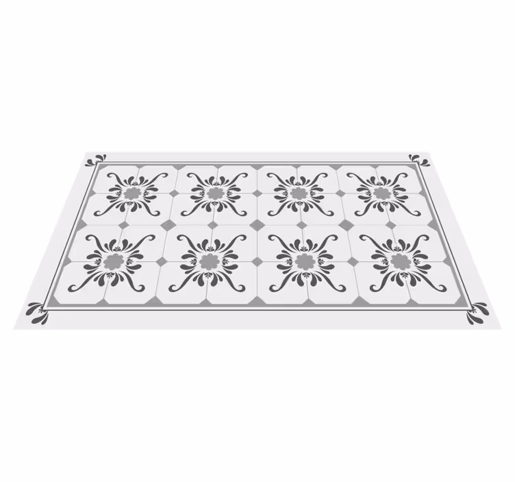 Alfombra vinílica azulejos simetría ornamental - TenVinilo