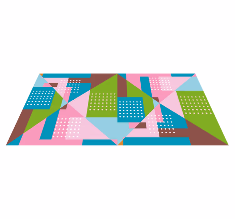 Alfombra vinílica geométrica fusión de formas geométricas - TenVinilo