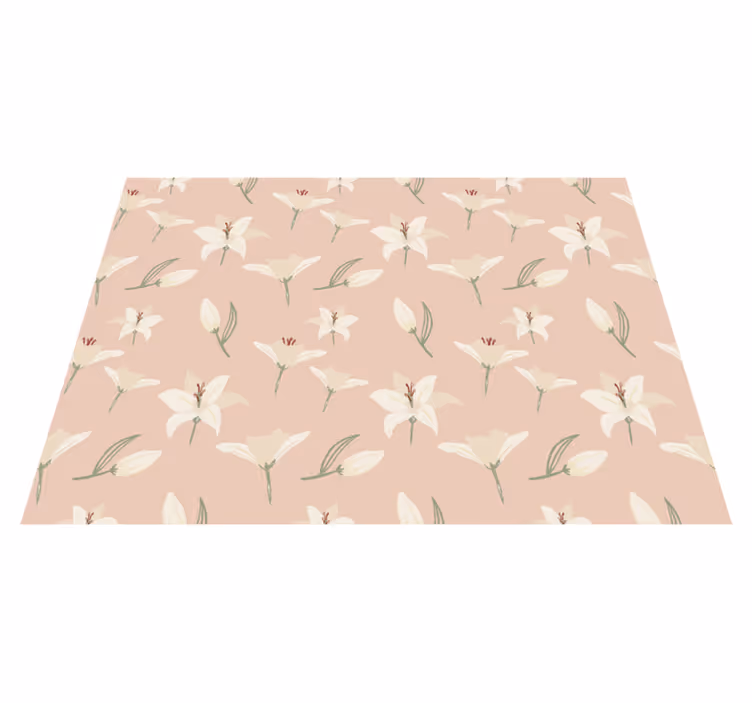Alfombra vinílica flores Patrón de lirio blanco - TenVinilo