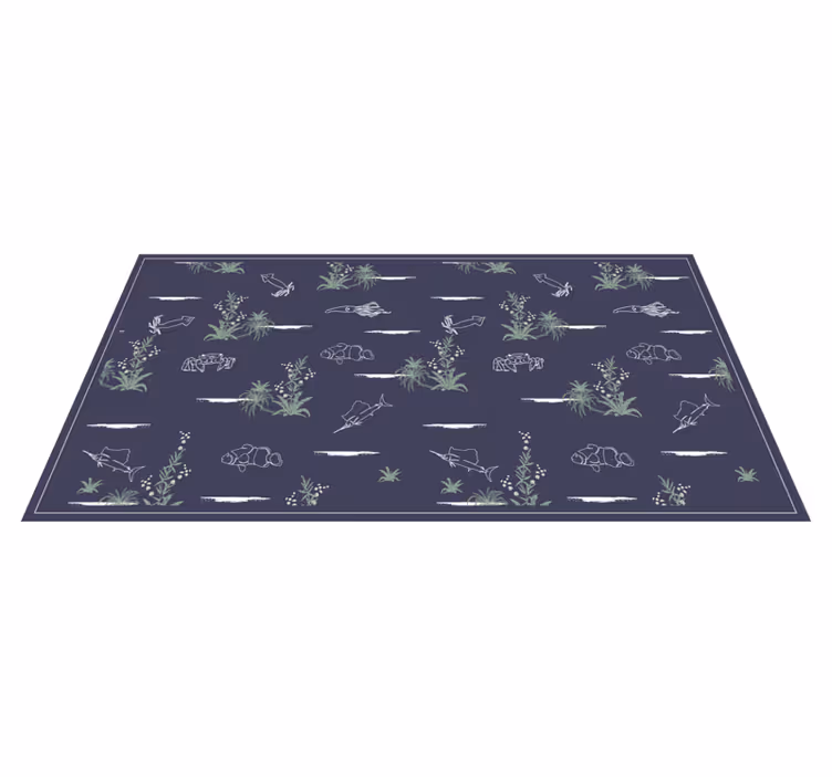 Alfombra vinílica flores Patrón de plantas de colores oscuros - TenVinilo