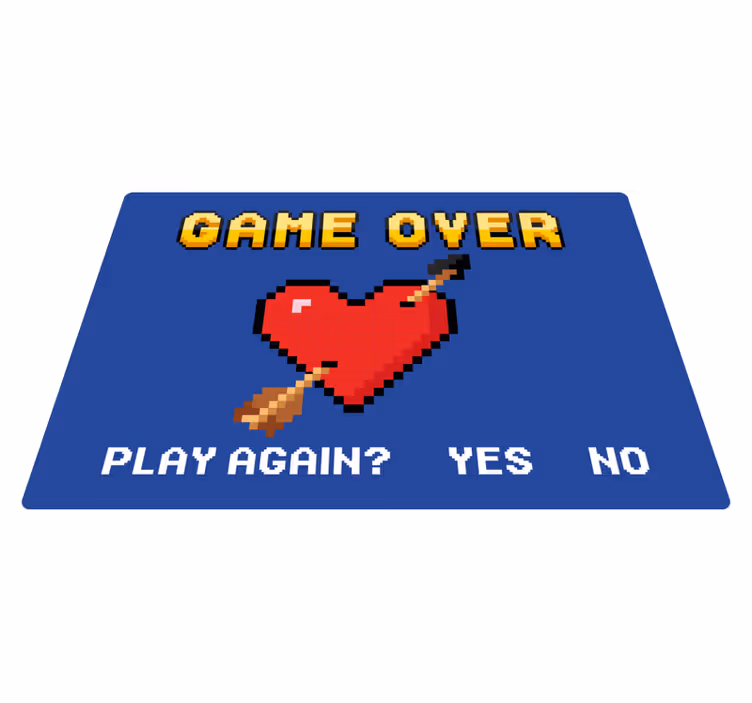 Alfombra vinílica frase corazón pixelado fin del juego - TenVinilo