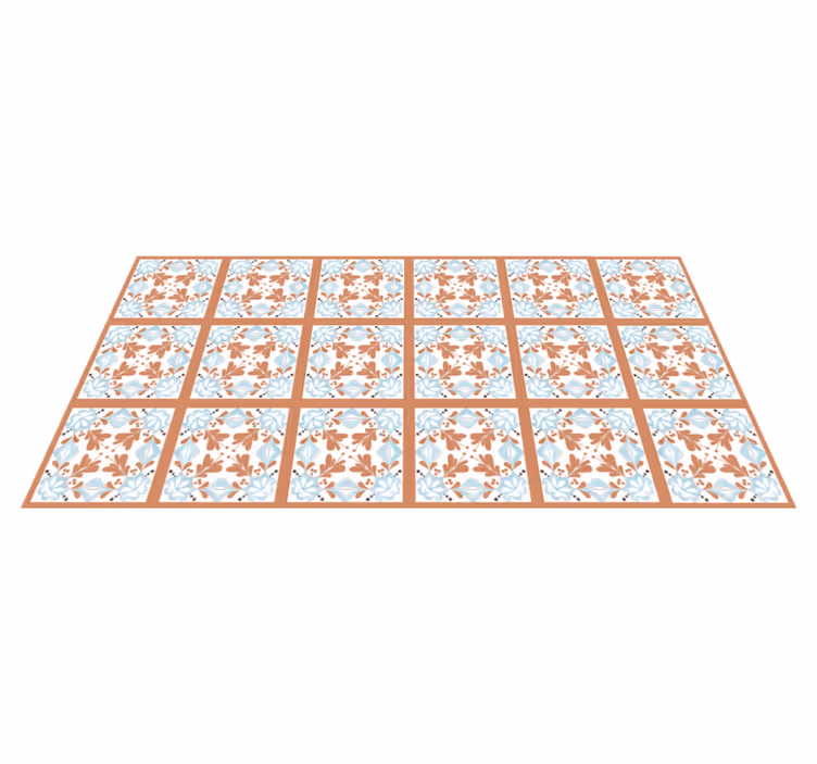Alfombra vinílica hidráulica Azulejos mediterráneos florales - TenVinilo