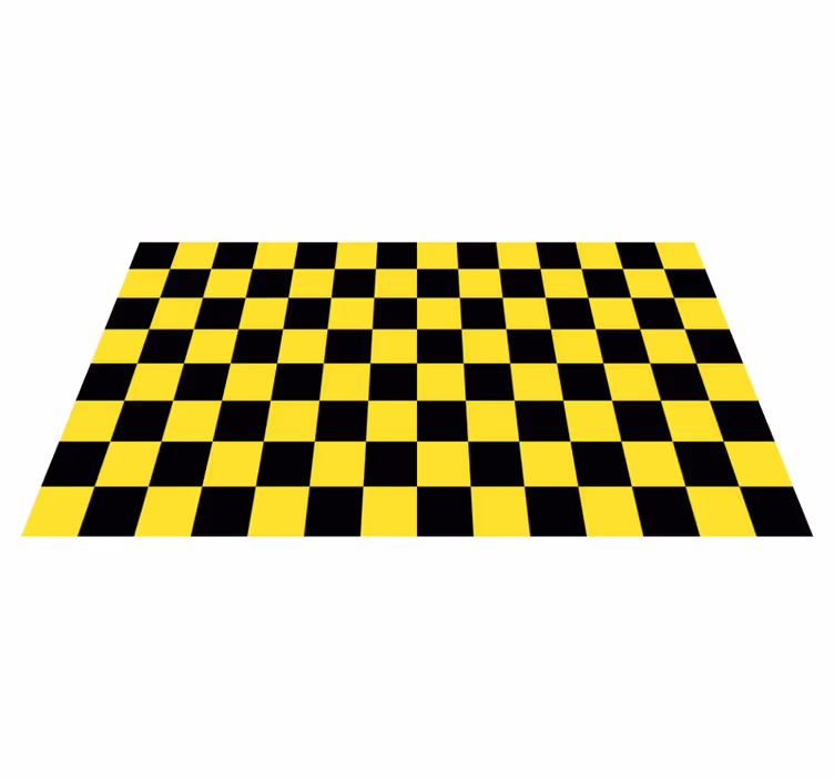Alfombra de vinilo geométrica tablero de ajedrez amarillo y negro - TenVinilo