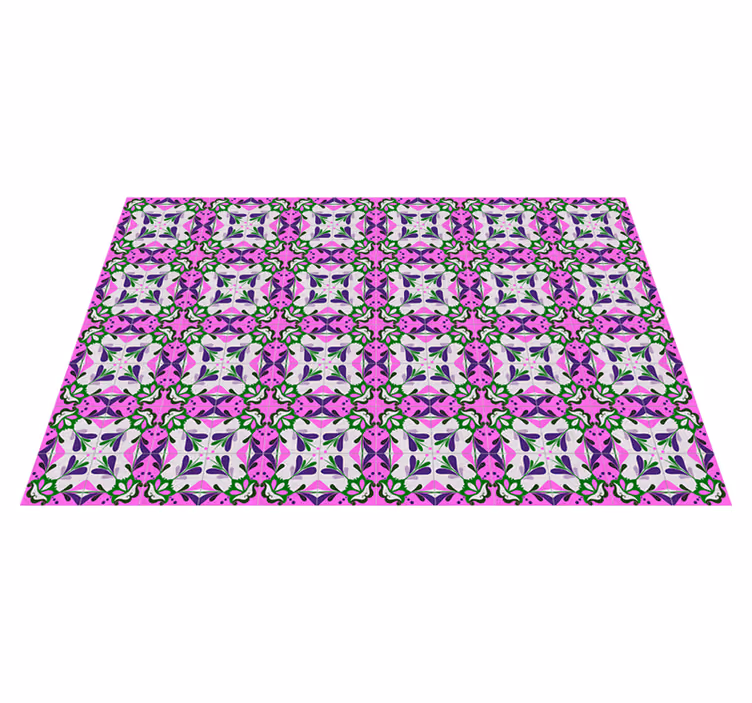 Alfombra de vinilo vintage azulejo hidráulico rosa - TenVinilo