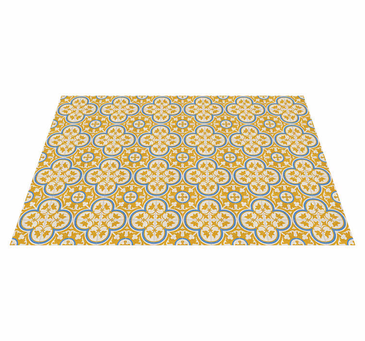 Alfombra de vinilo vintage azulejo hidráulico amarillo - TenVinilo