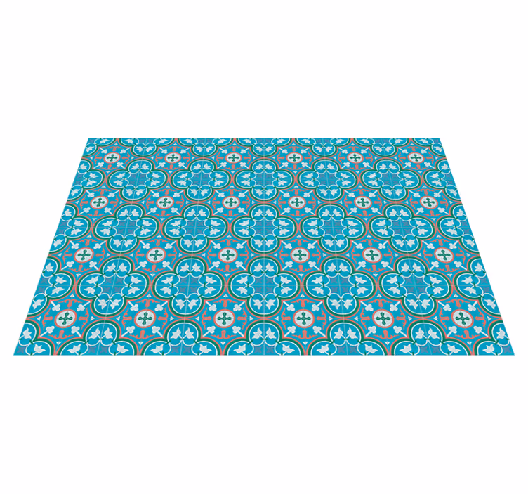 Alfombra de vinilo vintage azulejo hidráulico azul - TenVinilo