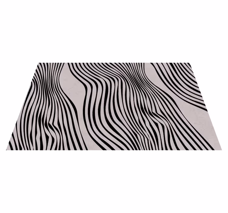 Alfombra vinílica comedor líneas abstractas negras fondo neutro - TenVinilo